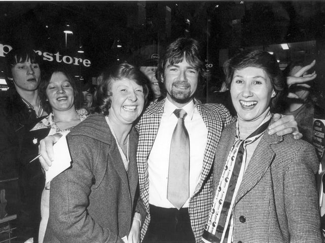 Noel Edmonds meets shoppers at Weston Favell Centre Tesco 1981