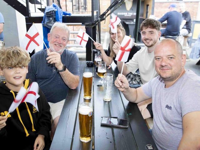 Fans watching on at Thomas A Becket and celebrating as the Lionesses beat Germany to win the tournament in front of a packed Wembley.