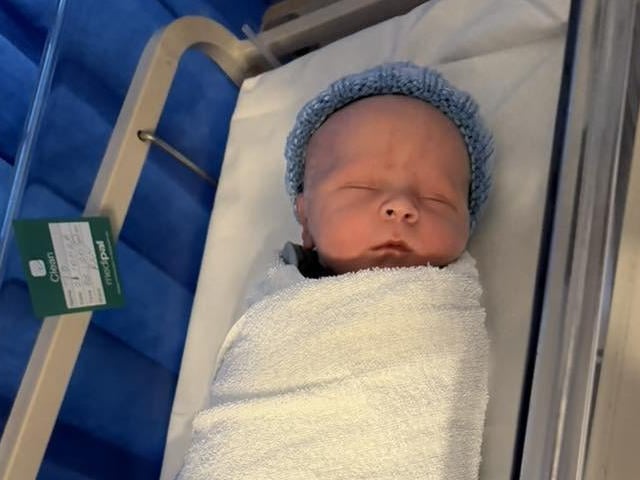 Oscar Christopher born at 1.02pm on January 21 at Northampton General Hospital, weighing 8lbs 15oz.