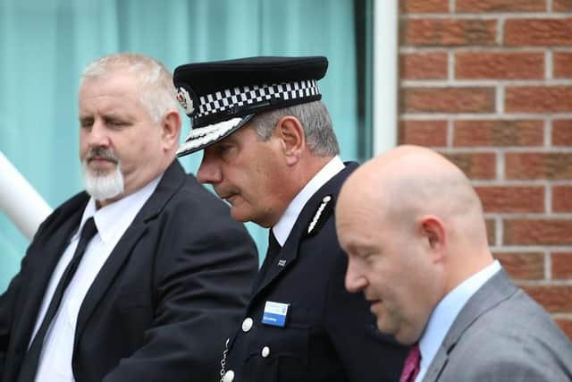 Nick Adderley leaving at the end of the first day of his gross misconduct hearing