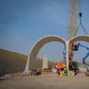 Engineers at work on the first arch for the Greatworth green tunnel in September 2023.