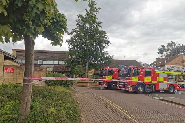 The fire is at a disused building, according to the fire service.