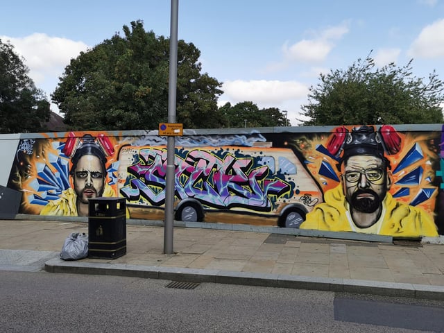 Some of the UK's top graffiti artists sprayed walls and boards in Sol Central, Green Street and St Peter’s Way with the intention to increase community pride and reduce crime