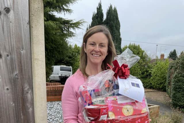 Vicky Greenshields ready to had out a Christmas hamper
