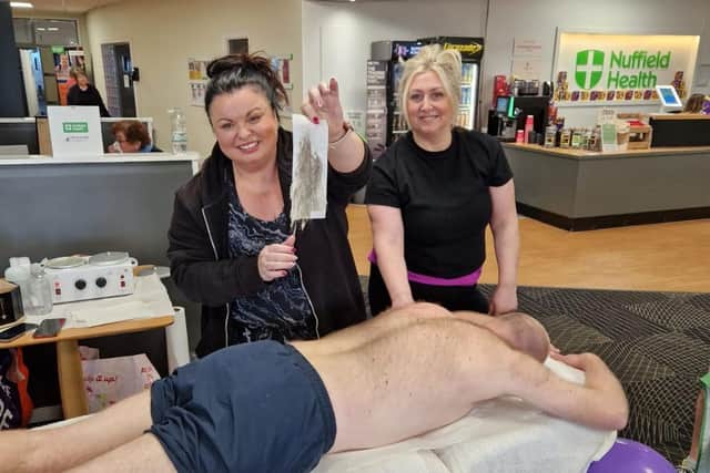 In Steven's latest fundraising efforts, people were permitted to wax a part of his body if they sponsored and made a donation to his upcoming marathon run.