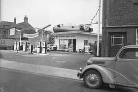 Rocket "Fireball XL-5" on top of St Peter's Way petrol station, Northampton, June 22, 1964