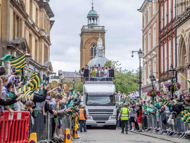 Saints players, coaches and staff celebrated with fans in Northampton town centre on Sunday (June 9) after winning the Gallagher Premiership title at Twickenham on Saturday (June 8).