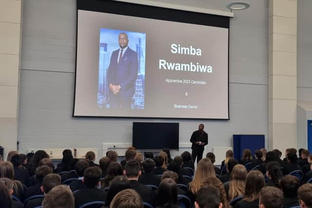 BBC Apprentice star Simba Rwambiwa visited The Duston School on Monday (May 15) to share his pearls of wisdom.