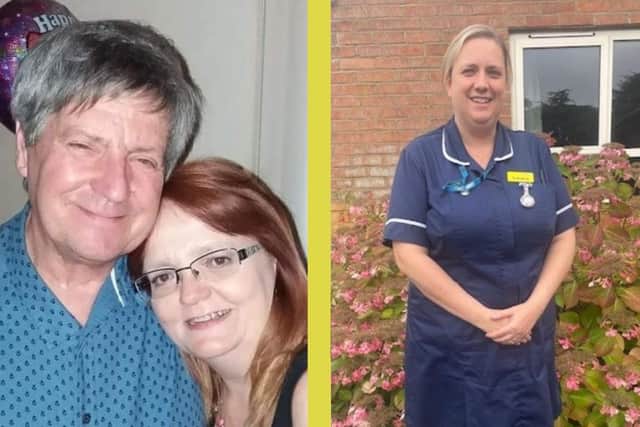 Natalie Bygraves with her father, Alan and Laura Marlton, matron