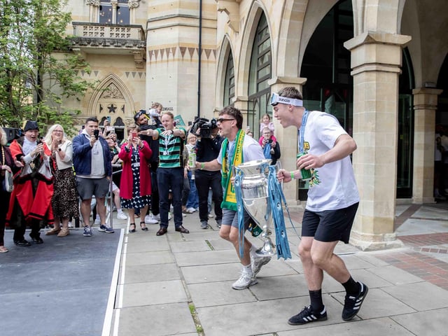 Saints players, coaches and staff celebrated with fans in Northampton town centre on Sunday (June 9) after winning the Gallagher Premiership title at Twickenham on Saturday (June 8).