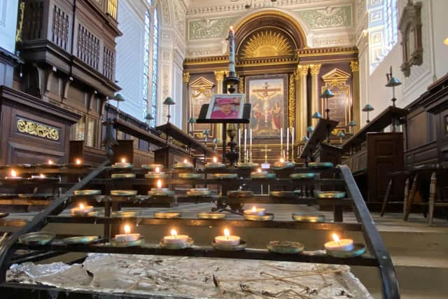 A vigil for The Queen inside All Saints Church.