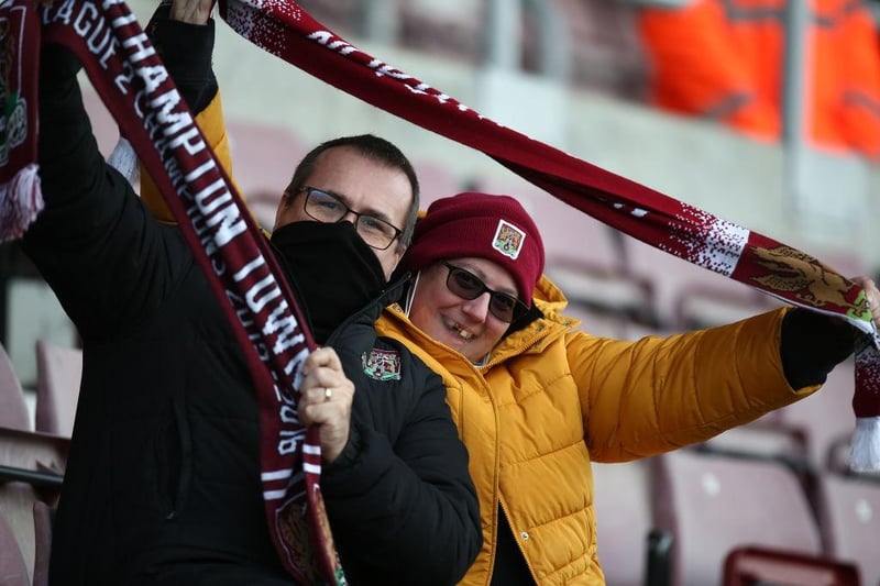 Northampton Town fans return to watch their team for the first game since 07.03.20 due to the coronavirus pandemic during the Sky Bet League One match between Northampton Town and Doncaster Rovers on December 05, 2020.