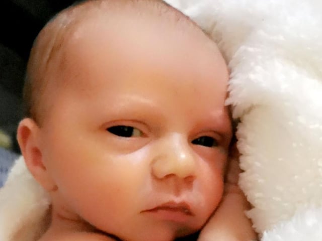 Joey Robert born at 10.51am on February 13 at Kettering General Hospital, weighing 6lbs 1oz.