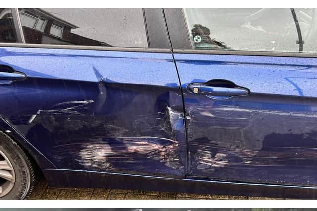 Nick's BMW after the damage he says was caused at the Mereway Roundabout on August 8 at around 3pm.