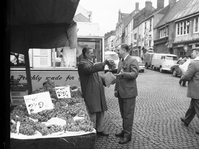 March 12, 1966 - Mr Wright (Cons) canvassing on Northampton Market Square.