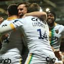 Saints celebrated a superb win at Gloucester (photo by David Rogers/Getty Images)