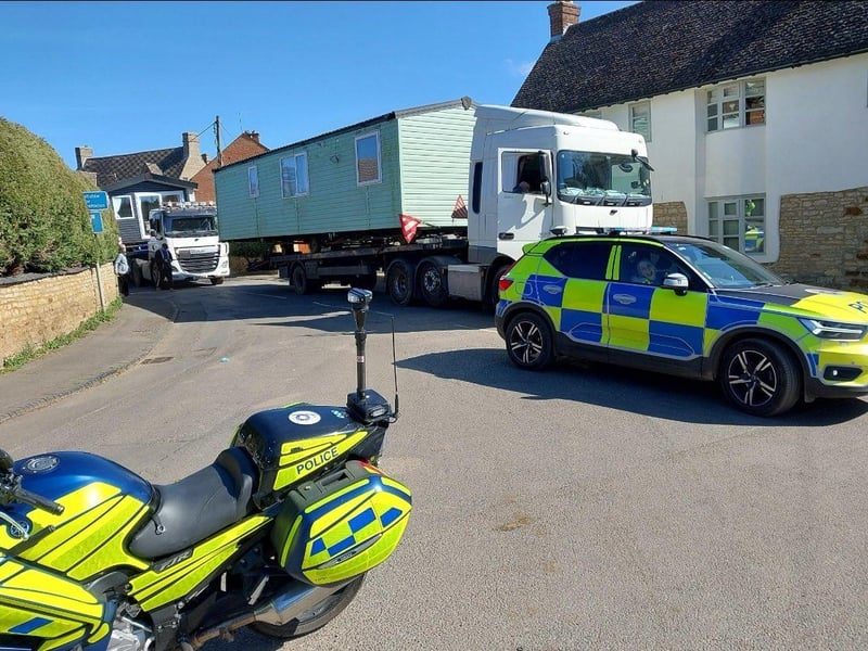 Northants Roads Policing Team lead the operation to start moving caravans off Cogenhoe Mill