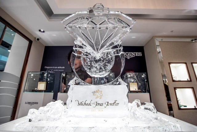 The stunning ice sculpture at Michael Jones Jeweller