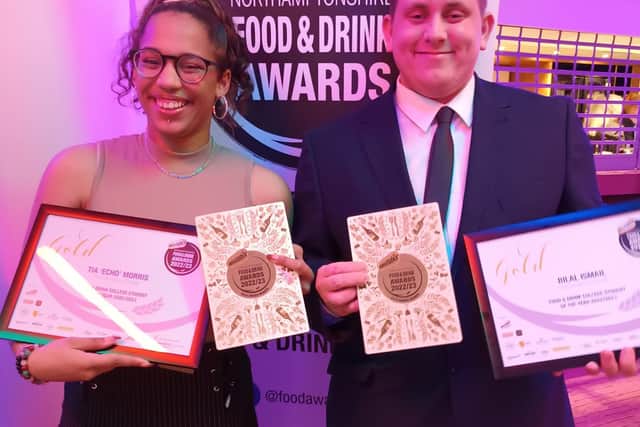 Food and Drink College Student of the Year gold winners: Tia Echo Morris, 19, and Bilal Ismail, 18, from Northampton College.