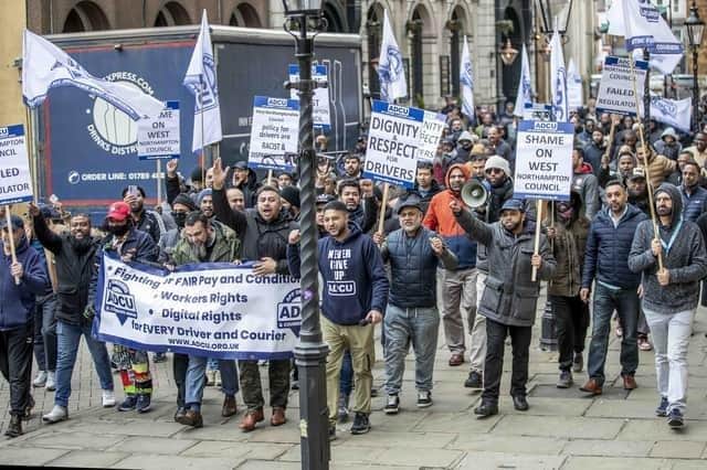 Hundreds of taxi drivers, who are members of the ADCU, took to the streets of Northampton town centre at on Thursday, February 23 to voice their anger.  They are set to strike again from March 22 until April 23.
