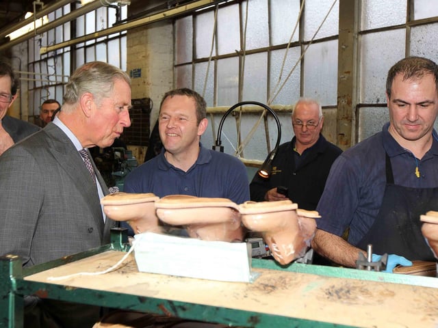 Prince Charles visiting Crockett and Jones shoe factory in 2013