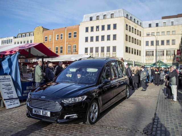 Hundreds gathered in the Market Square on Wednesday morning (December 7) to pay their respects to town legend Eamonn 'Fitzy' Fitzpatrick
