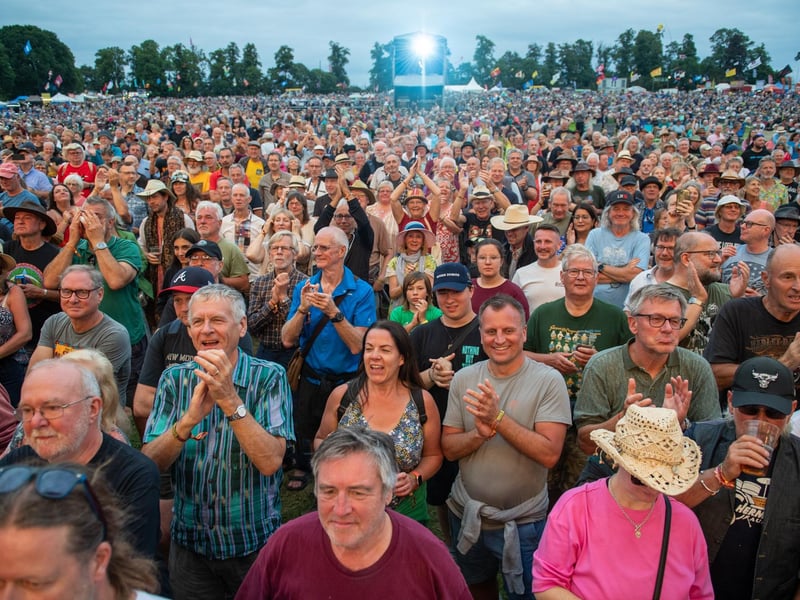 Crowds watching acts on the opening day of Cropredy Convention 2023. Photo by David Jackson.