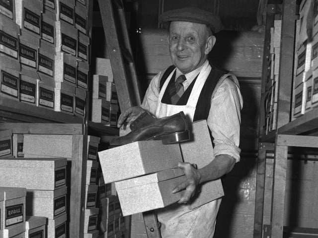 Albert Martin retires. Shoe boxes are labelled "Randall", January 1, 1959
