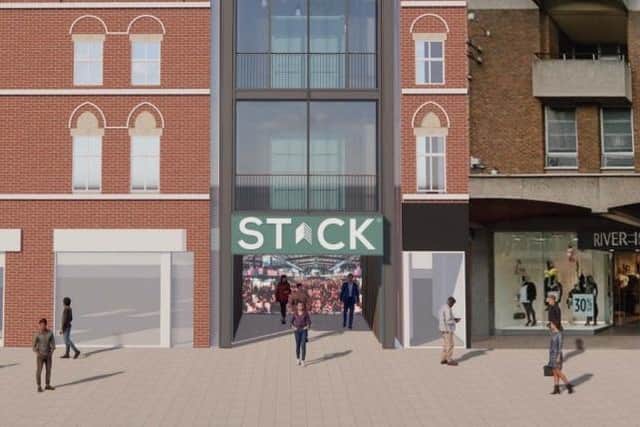 Here's an artist's impression of what the site could look like from its entrance at Abington Street