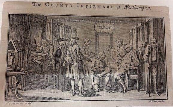 18th century doctors at work on a ward round at Northampton Infirmary