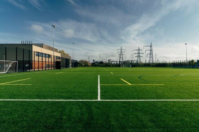 Football pitch at University of Northampton's Waterside Campus.