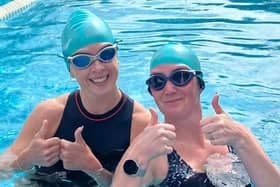 Cheryl Harrington and Jessica Cardoso swam the length of the English Channel between them for Tom.
