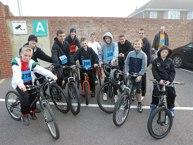 2008 - Cycle For Cynthia Charity bike ride from Franklins Gardens in Northampton. Boys from the Far Cotton Boxing Club