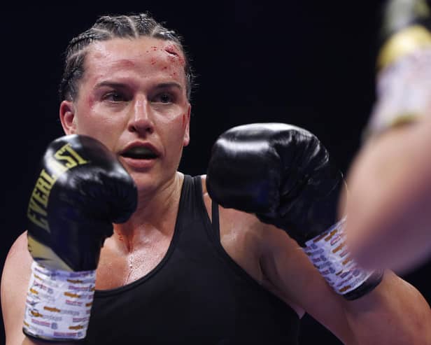 Chantelle Cameron in action against Katie Taylor on Saturday (Picture: Mark Robinson / Matchroom Boxing)