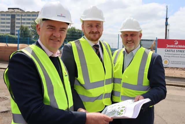 (from left to right) Alistair Weir – Managing Director, Jeakins Weir; Cllr Adam Brown, Deputy Leader and Cabinet Member for Housing, Culture and Leisure, WNC; and Steve Feast – CEO, NPH.