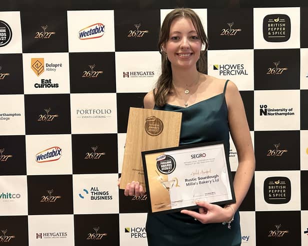 The latest success for Millie’s Bakery is that the business’ rustic sourdough was named the best ‘Vegetarian/Vegan Product of the Year’ at the Weetabix Northamptonshire Food & Drink Awards 2026/27.