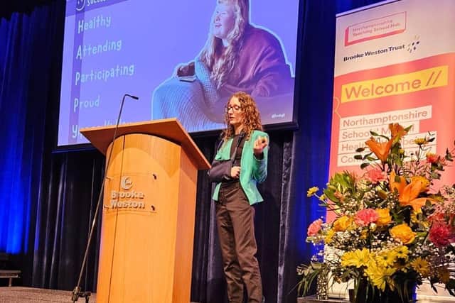 Dr Pooky Knightsmith, presenting at the conference
