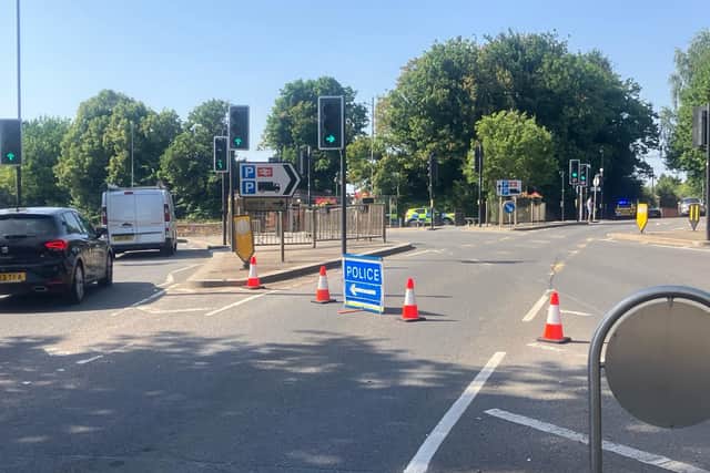The incident happened at the junction of St Peter’s Way, Black Lion Hill and Mare Fair.