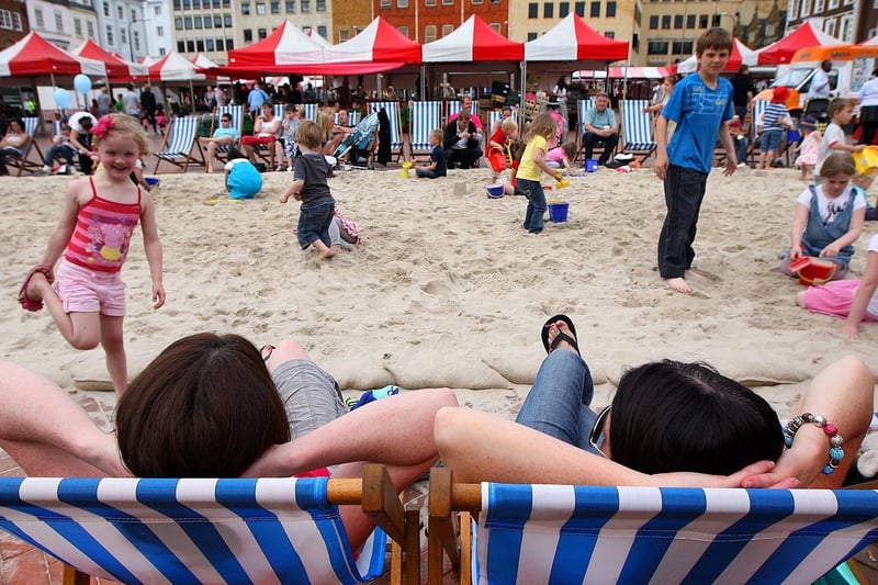 Youngsters enjoy some seaside fun when a beach came to Northampton.