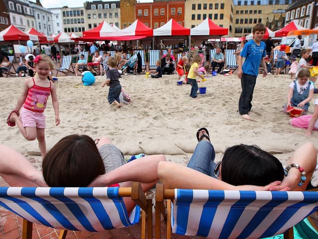 Youngsters enjoy some seaside fun when a beach came to Northampton.