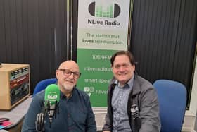 New presenter Mike Curtis with Station Manager Martin Steers in the NLive Radio studio