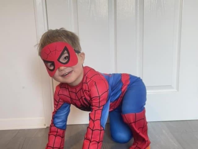 Hugo, aged two, as Spiderman.
