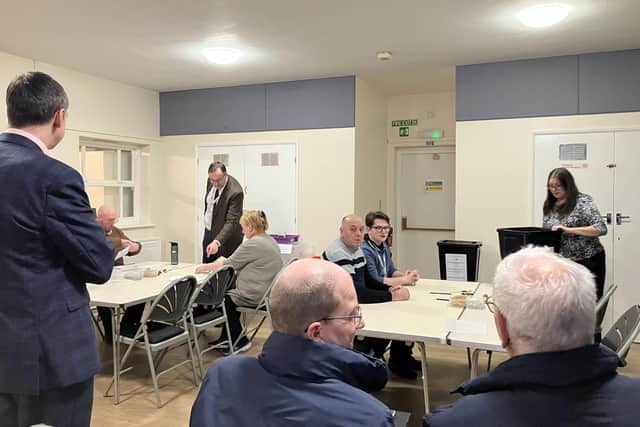 The East Hunsbury and Shelfleys by-election count took place on Thursday night (February 8) in Blacky More Community Centre.