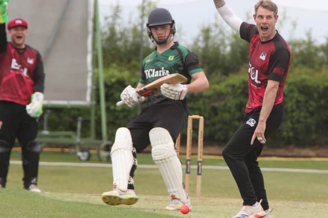 Shaun Wilkes appeals for a wicket for Kislingbury Temperance in their T20 win against Overstone Park (Picture: Finbarr Carroll)