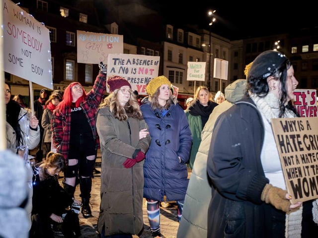 The event took place in Northampton on Friday November 2024 and saw dozens of activists march for an end to violence against women and girls.