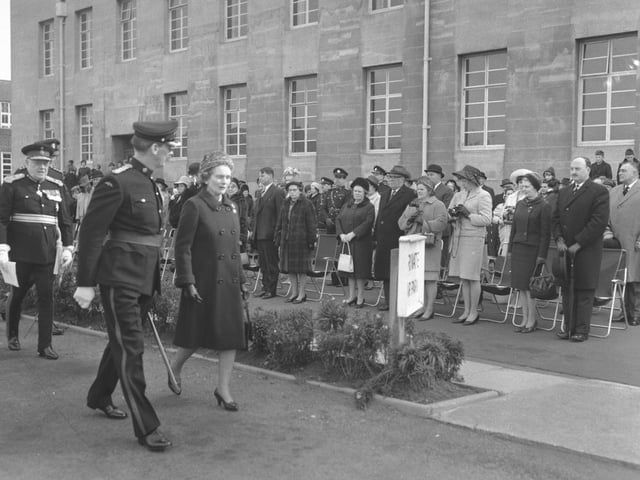 Princess Alice, Duchess of Gloucester, inspects the TA in Northampton, March 12, 1967