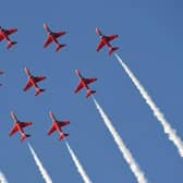 Red Arrows fly-pasts are must-see events — even when the RAF aerobatic team are 'in transit' over Northamptonshire without their trademark red, white and blue smoke trails