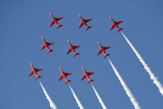 Red Arrows fly-pasts are must-see events — even when the RAF aerobatic team are 'in transit' over Northamptonshire without their trademark red, white and blue smoke trails