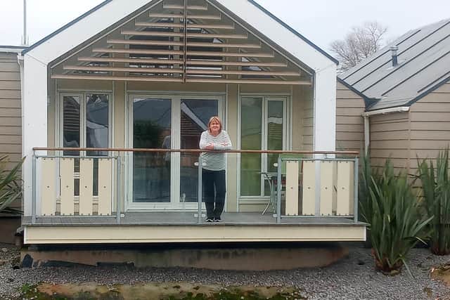Enjoying the view from one of the West Lakes chalets.