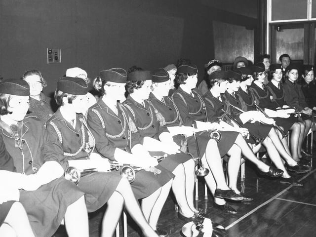 Looking Back old glass negs Girls uniform group band